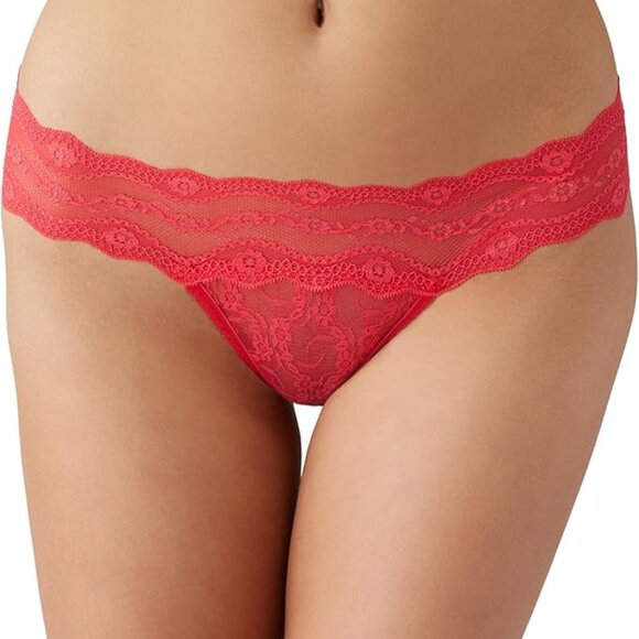 B.tempt'd by Wacoal Women's Lace Kiss Thong Panty in Red | Size XL | HerRoom.com - Picture 1 of 2